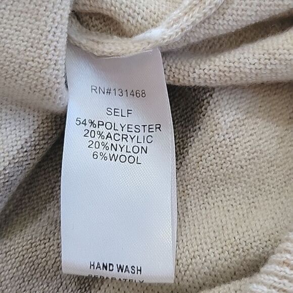 Vici Cream Tan Brown Striped Crew Neck Sweater - Size Medium - Picture 12 of 13